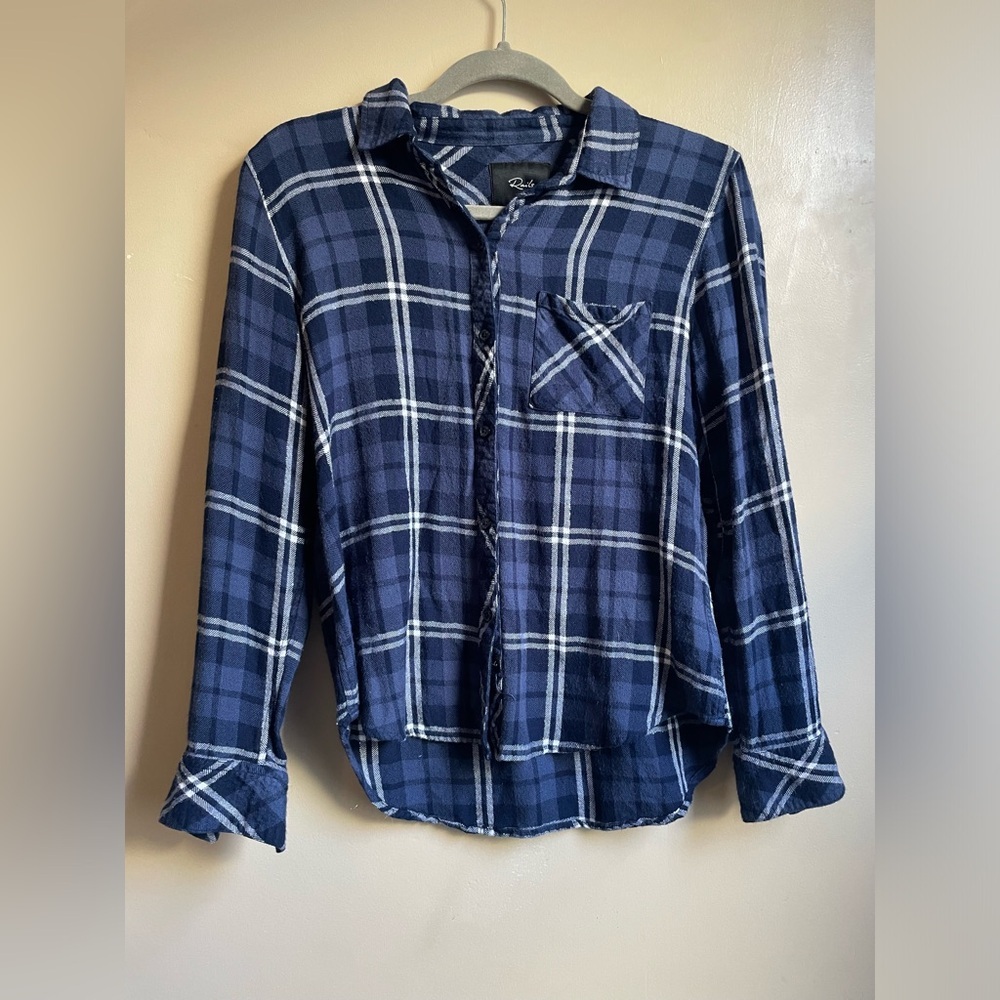 Rails Button Down Plaid Top With Metallic Thread … - image 1